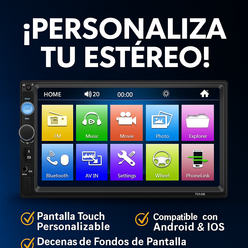Pantalla carro 7018B 2 DIN – Conecta, disfruta y conduce con estilo- GRATIS CAMARA REVERSA