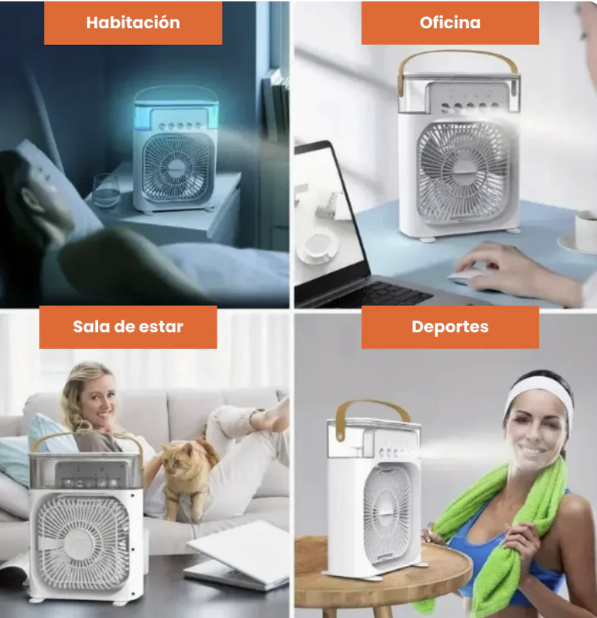 Transforma Tu Espacio: Ventilador + Humidificador + Difusor 3-en-1 para Aire Fresco, Humedo y Fragante